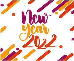 Happy New Year 2022 Abstract Vector Holiday Illustration Design Purple Yellow And Orange With White Background