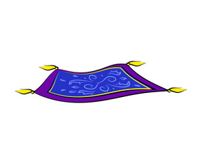 Magic flying carpet. Cartoon. Vector illustration.