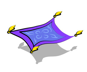 Magic flying carpet. Cartoon. Vector illustration.