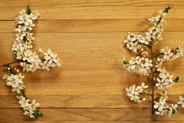 For designs with flowering twigs and a warm wooden background