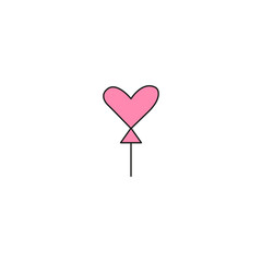 valentine's day concept. hand drawn doodle element for valentine's day. heart balloon. isolated vector illustration on white background