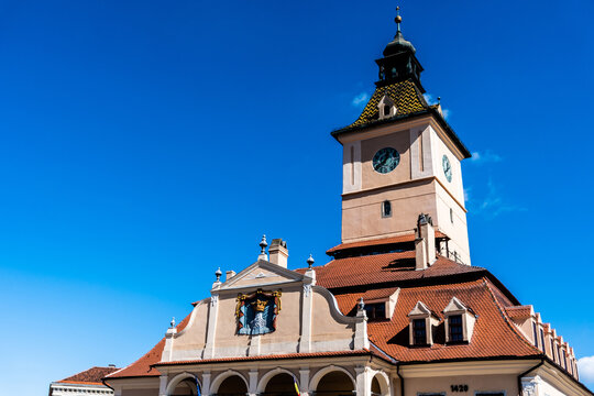 Tower clock of Casa Sfatului, Council House, Brasov, Romania.
