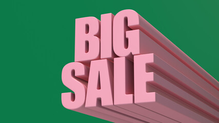 Big sale. Typography design. Abstract illustration, 3d render.