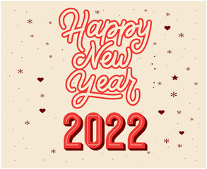 Happy New Year 2022 Abstract Vector Holiday Illustration Design Red With Pink Background