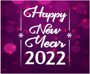Happy New Year 2022 Design Abstract Holiday Vector Illustration White With Purple Gradient Background