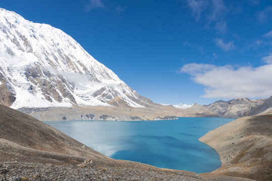 Beautiful scenery of Tilicho Lake in Khangsar, Nepal