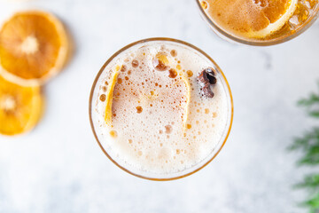 christmas mulled wine cocktail sparkling, grog wine spices new year drink sweet beverage copy space...