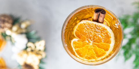 christmas mulled wine cocktail sparkling, grog wine spices new year drink sweet beverage copy space...