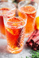 christmas mulled wine cocktail sparkling, grog wine spices new year drink sweet beverage copy space...
