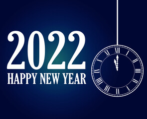Happy New Year 2022 Abstract Vector Holiday Illustration Design White With Blue Gradient Background