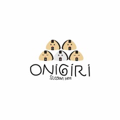 Onigiri logo. Vector illustration of cute onigiri, Japanese food logo onigiri