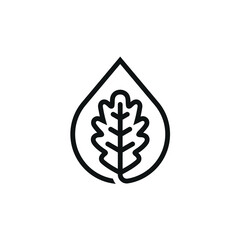 Oak Drops Water Oil Logo Design, Simple Line Icon Template