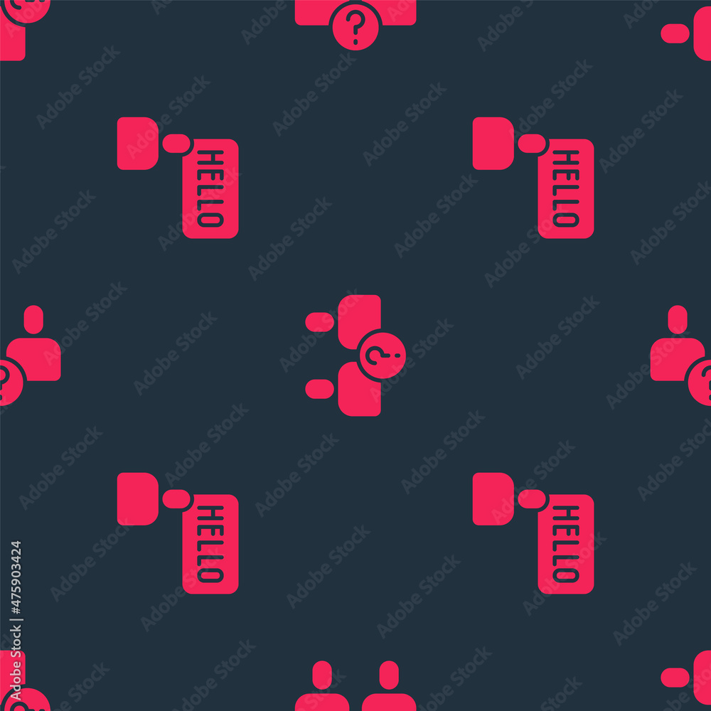 Poster set acquaintance and complicated relationship on seamless pattern. vector