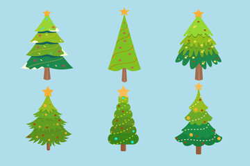 set of Christmas trees