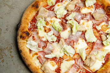 pizza with salami and cheese