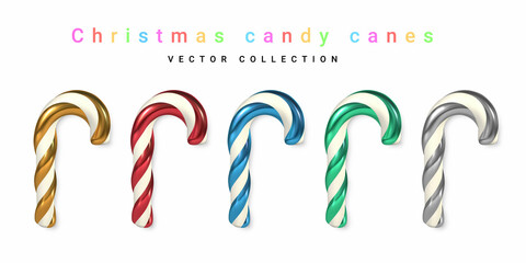 Christmas candy cane isolated on white background. Template for xmas or New Year greeting card. Vector illustration