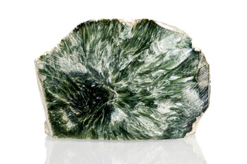 Macro Sphalerite mineral stone with Clinochlore on a white background