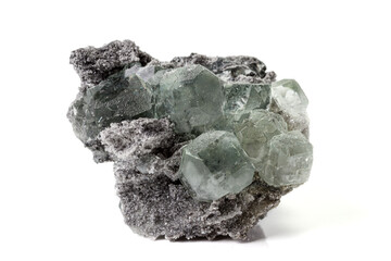 Macro stone Fluorite mineral on white background