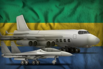 Gabon air forces concept on the state flag background. 3d Illustration