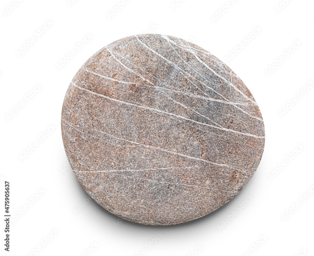 Poster pebble. smooth red sea stone isolated on white background with shadows, clipping path for isolation 