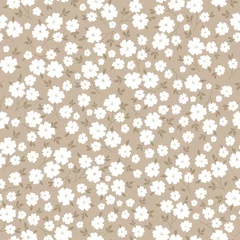 Papier Peint photo autocollant Petites fleurs Motif d& 39 époque. Petites fleurs et feuilles. Fond beige. Modèle vectorielle continue pour les impressions de design et de mode.