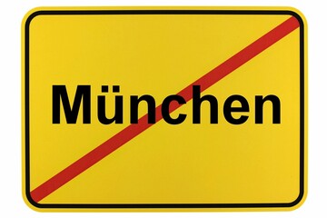 Illustration eines Stadtausgangsschildes der Stadt München