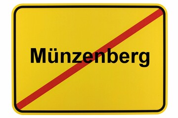 Illustration eines Stadtausgangsschildes der Stadt Münzenberg