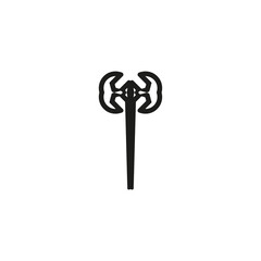 Wiking axe icon. Simple style wiking historycal museum poster background symbol. Axe logo design element. Axe t-shirt printing. Vector for sticker.