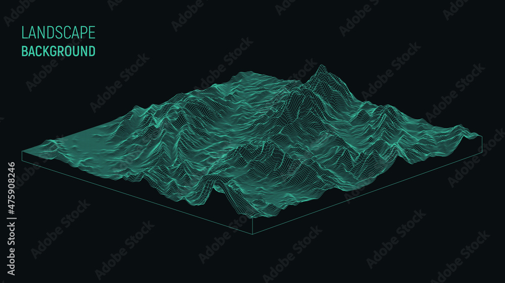 Poster abstract landscape background. mesh structure. polygonal wireframe background. 3d isometric vector i