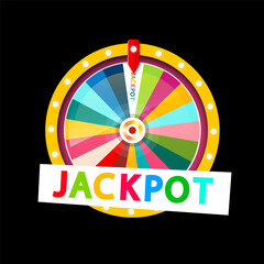 Jackpot symbol with wheel of fortune on background - vector
