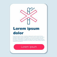 Line No smoking icon isolated on grey background. Cigarette smoking prohibited sign. Colorful outline concept. Vector