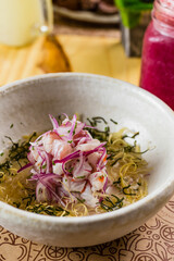 Healthy Food Homemade Classic Food Brazilian Dish Plate Menu Lunch Breakfast Rice Beans Pasta Sausage Shrimp on the Table