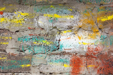 Dark grey brick wall. Abstract decorative grey background or art texture. Copy space.