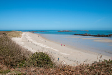 Fototapeta na wymiar View over stunning shell beach on Herm Island, Guernsey
