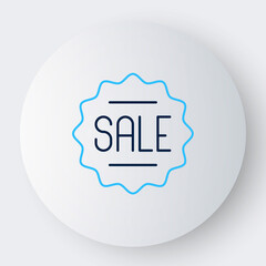 Line Price tag with an inscription Sale icon isolated on white background. Badge for price. Promo tag discount. Colorful outline concept. Vector