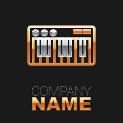 Line Music synthesizer icon isolated on black background. Electronic piano. Colorful outline concept. Vector