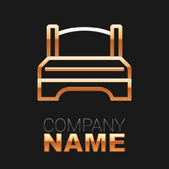 Line Big bed for two or one person icon isolated on black background. Colorful outline concept. Vector