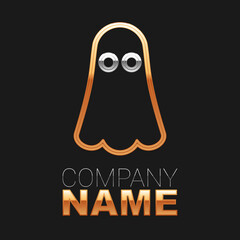 Line Ghost icon isolated on black background. Happy Halloween party. Colorful outline concept. Vector