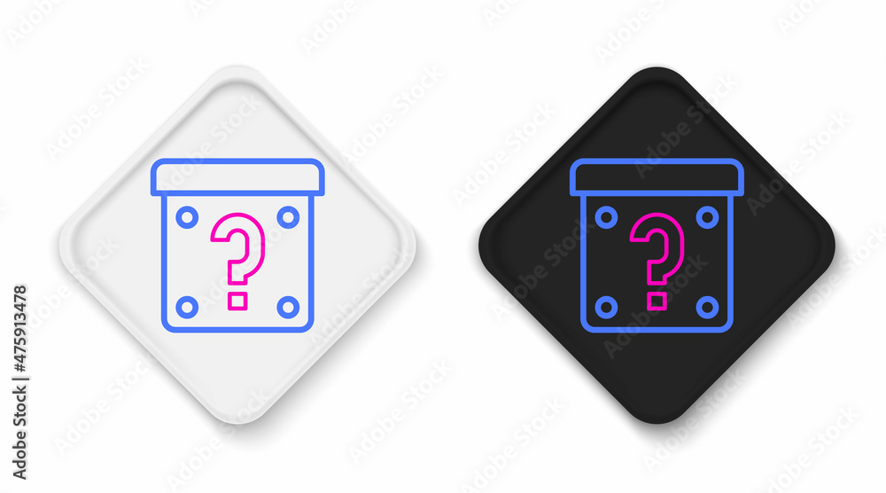 Poster line mystery box or random loot box for games icon isolated on white background. question mark. unkn