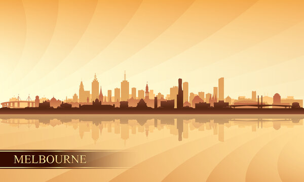 Melbourne City Skyline Silhouette Background