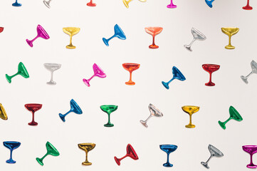 colored cocktail glasses patern. Preparing for the party