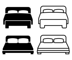 Set of double bed icon. linear icon. Vector illustration.