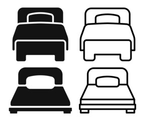 Set of single bed icon. linear icon. Vector illustration.