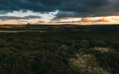 Sunset over the North York Moors, Yorkshire, UK.