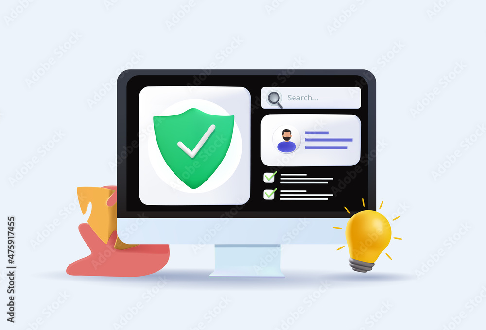 Poster cyber security concept, protecting data and confidentiality. 3d vector illustration. illustrates cyb