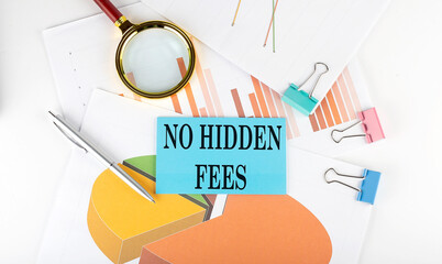 NO HIDDEN FEES text on the sticker on the paper diagram