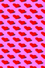 Heart in trendy color, very peri. Seamless patterns. Celebrating Valentine's Day copy space. Banner. Vertical format