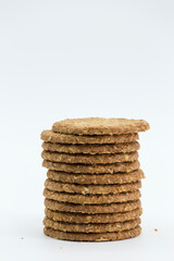 cereal biscuit tower isolated on white background