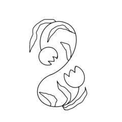 The number eight is depicted from graceful tulips. A great option for a logo and for the international women's holiday on March 8th. Vector graphics 