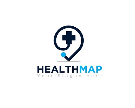 health map location of clinic and hospital logo designs for medical service